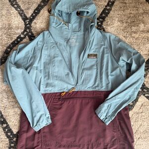 L.L. Bean Light Blue and Maroon Outdoor Jacket